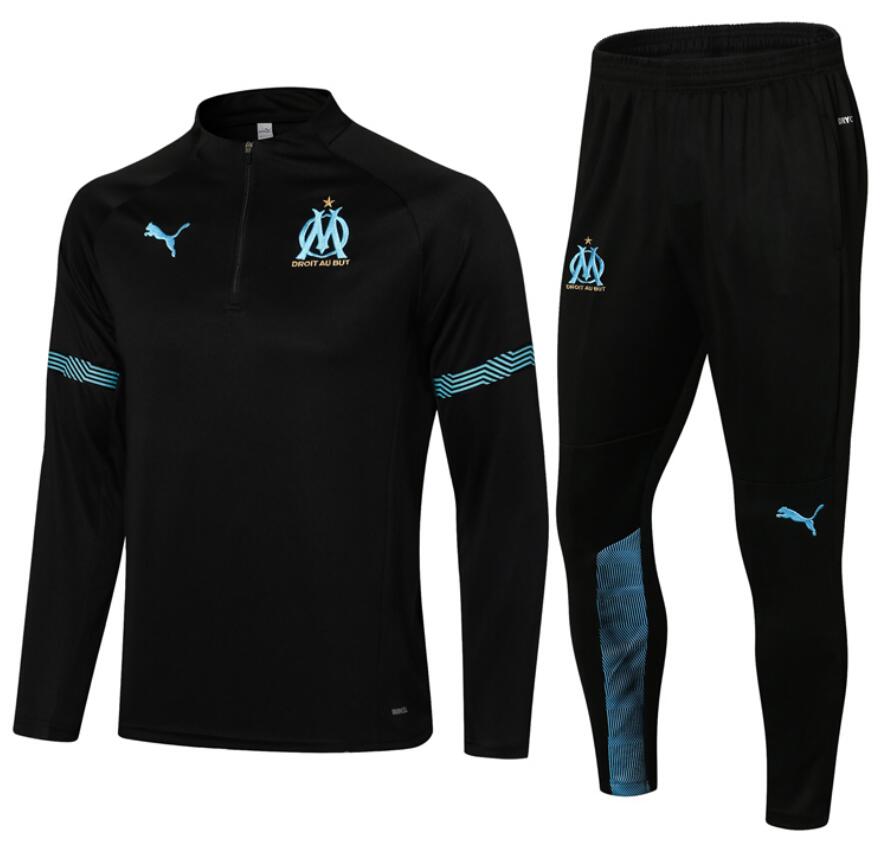 2021/22 Marseille Black Training Kits Sweatshirt with Pants